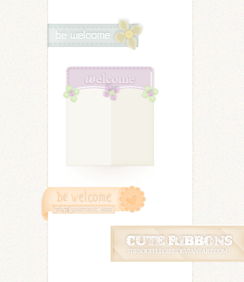 Cute Flower Web Ribbons PSD