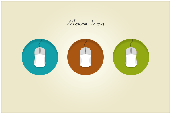 Round Mouse Flat Icons PSD