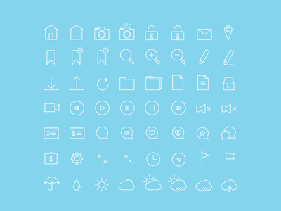 56 Thin Line Stroke Icons Vector