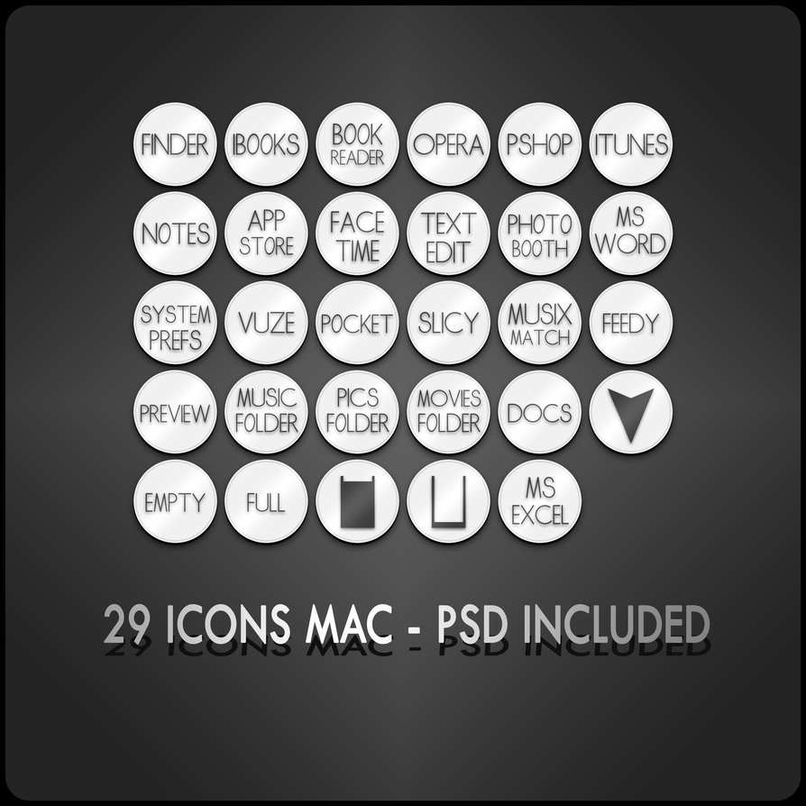 29 Round Mac Icons Vector