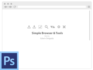 Minimal Web Browser with Icons Mockup PSD