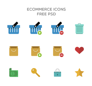 Flat E-commerce Icons Set PSD