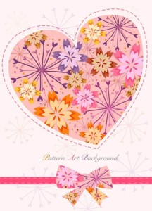 Lovely Flower Heart with Ribbon Bow Vector