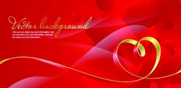 Red Valentine's Day Vector Banner Background 02