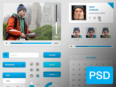 Modern Blue UI Kit PSD