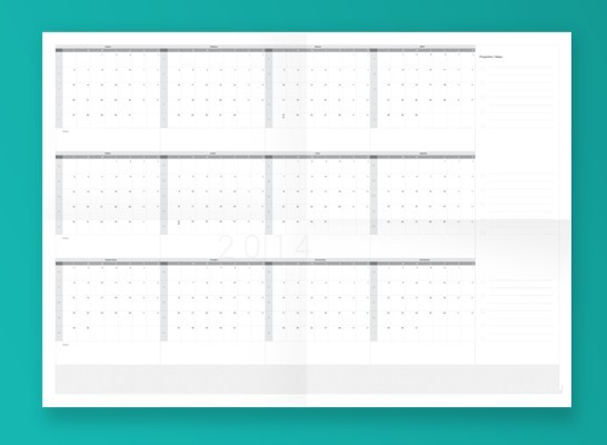 Flat 2014 Calendar Template Vector PDF