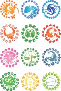 12 Colorful Zodiac Symbols Vector