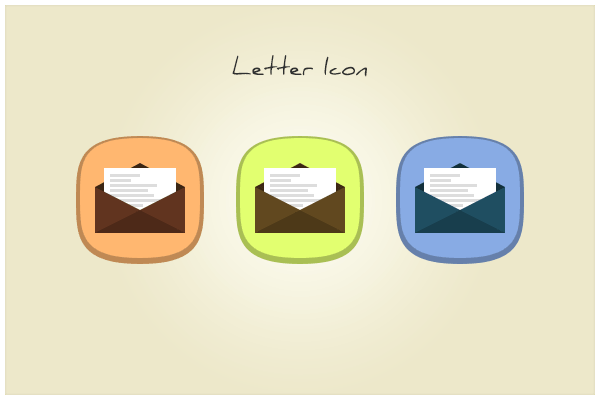 Flat Envelope with Letter Icons PSD