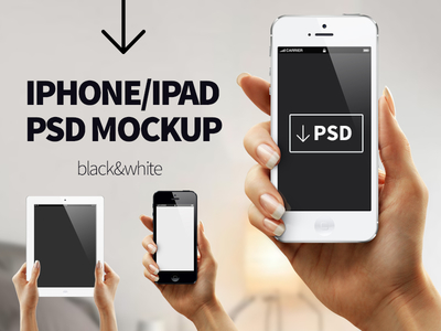 iPhone & iPad In Hands Mockup PSD