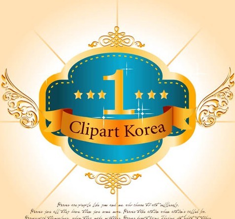 Golden Badge with Ribbon Bow Vector 02