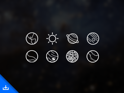 8 Space Icons PSD