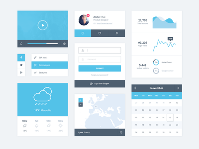 Minimal Flat UI Kit PSD