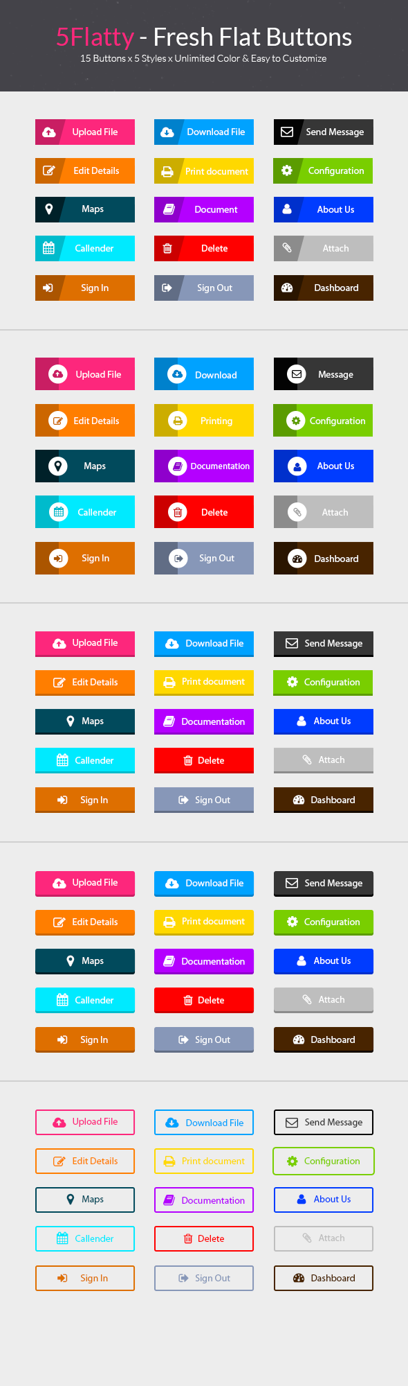 Flat Fresh Web Button Set PSD