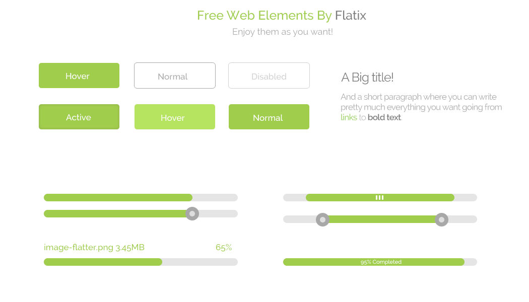 Light Green Minimal UI Design Elements PSD