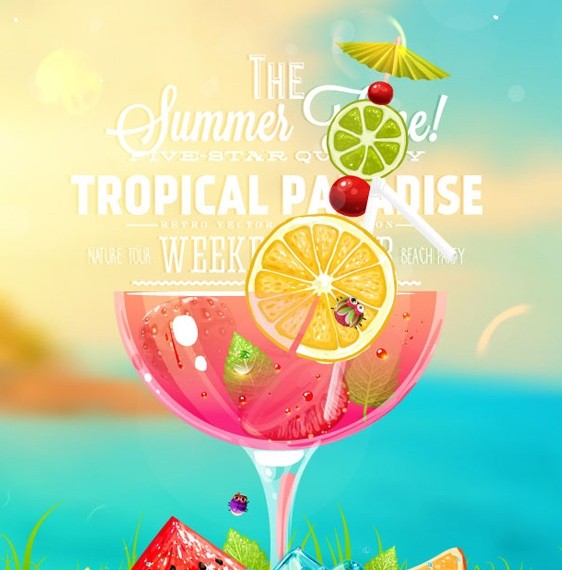 Summer Vacation Cool Juices Vector