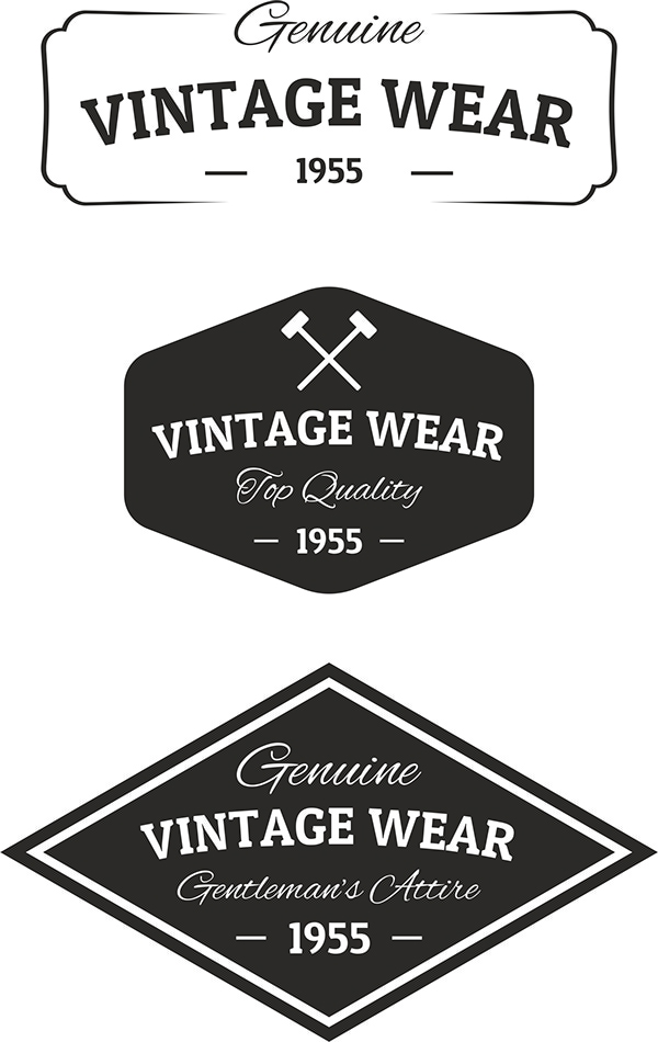 Genuine Vintage Wear Label Set Vector