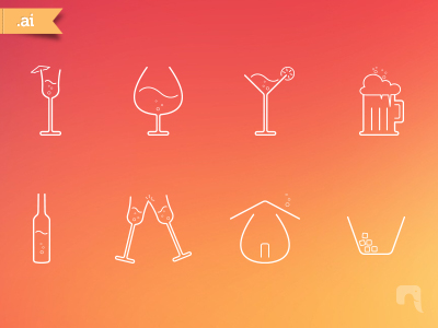 Thin Line Bar Icon Set Vector