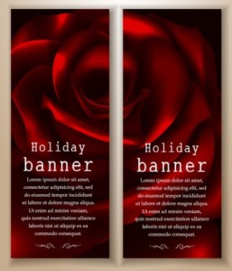 Red Rose Vertical Holiday Banners Vector