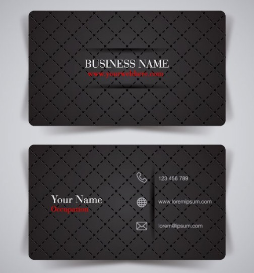 Fashion Black Grid Pattern Business Card Template Vector