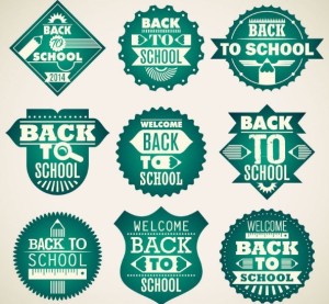 Green Back To School Badge Set Vector