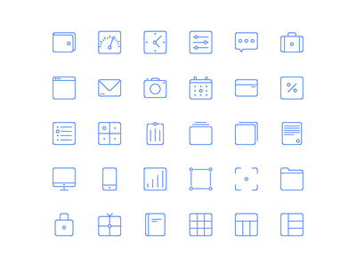 Blue Web Line Icon Set Vector