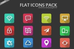 12 Flat Long Shadow Icons PSD