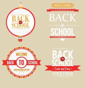 Red Back To School Label Set Vector