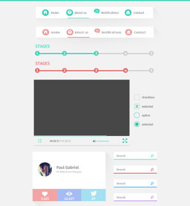 Flat Clean Colorful UI Kit PSD