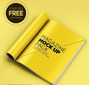 4 Realistic Magazine Mockups PSD