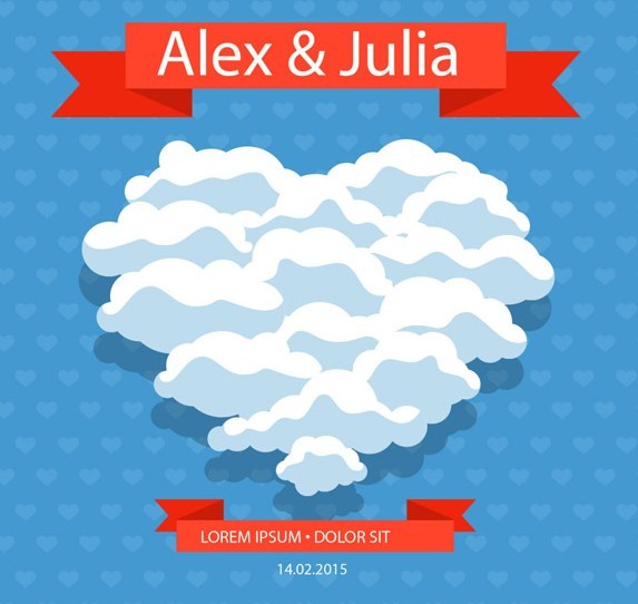 Cloud Heart Valentine's Day Card Vector