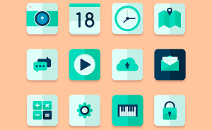 Flat Green Web Icon Set