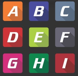 Flat Long Shadow Alphabet App Icons Vector