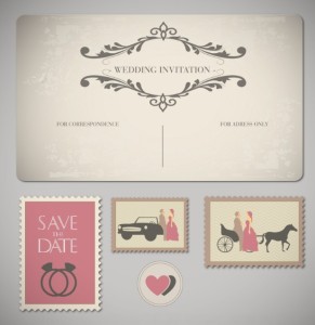 Retro Golden Wedding Invitation Card Vector