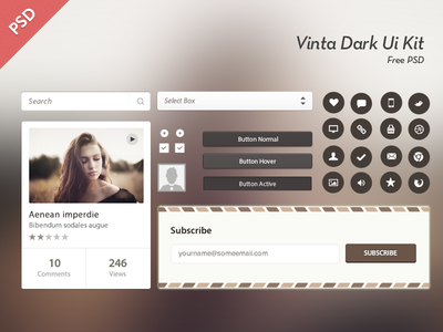 Vinta Dark UI Kit PSD