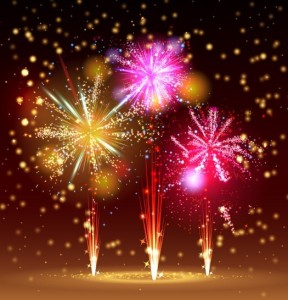 Colorful Holiday Fireworks Vector