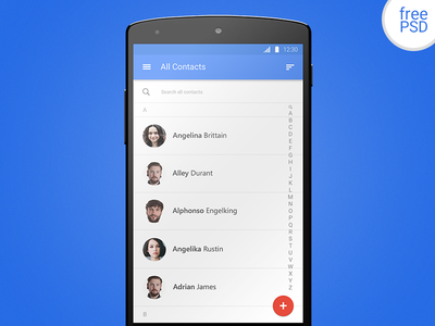 Android Material Design Interface PSD