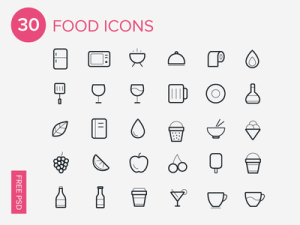 30 Food Line Icons Vector