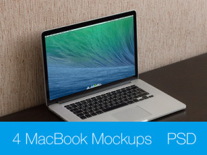 4 MacBook Pro Retina Mockups PSD