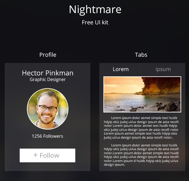 Nightmare Transparent UI Kit PSD