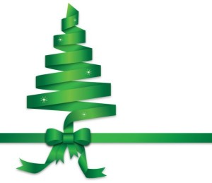 Green Ribbon Christmas Tree Vector