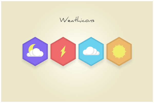 Flat Hexagon Weather Icons PSD