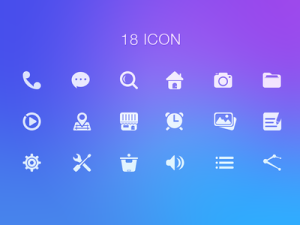 18 Simple UI Icons PSD