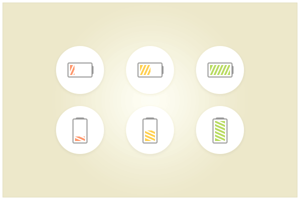 6 Sweet Battery Icons PSD