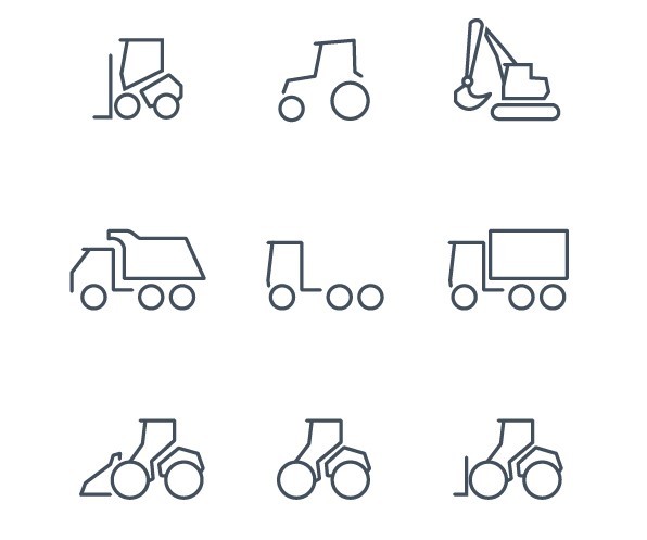 Dirty Tracks Line Icon Set (AI+PSD+Webfont)