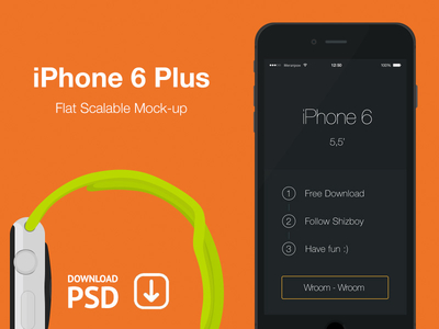 iPhone 6 Plus Flat Scalable Mockup PSD