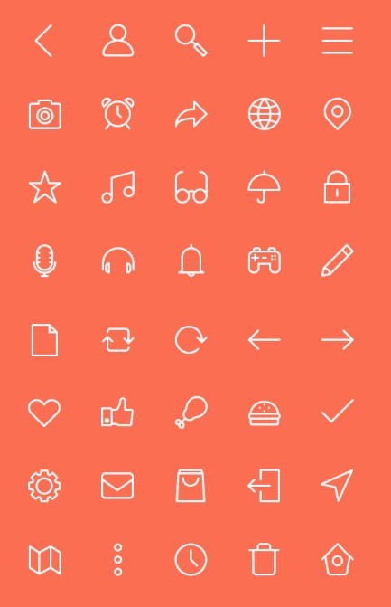 40 Outlined UI Icons PSD