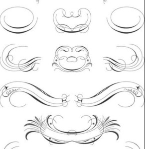 Pen Strokes Ornamental Corner Set 03