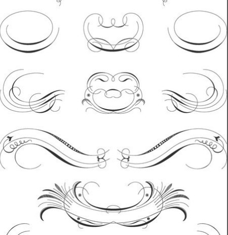 Pen Strokes Ornamental Corner Set 03