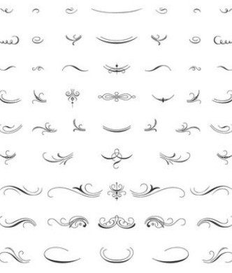 Pen Strokes Ornamental Corner Set 04