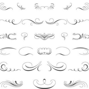 Pen Strokes Ornamental Corner Set 05